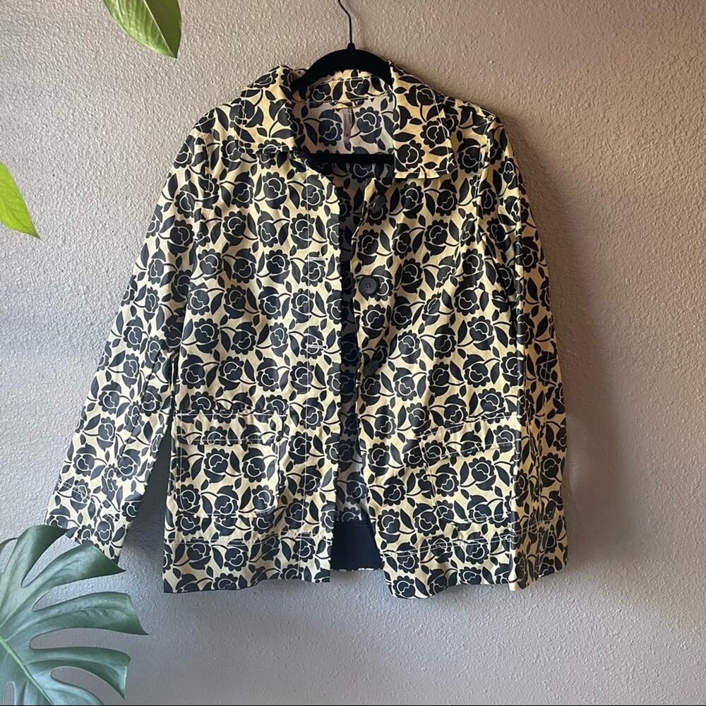 Old Navy Floral Black and Yellow Rain Coat